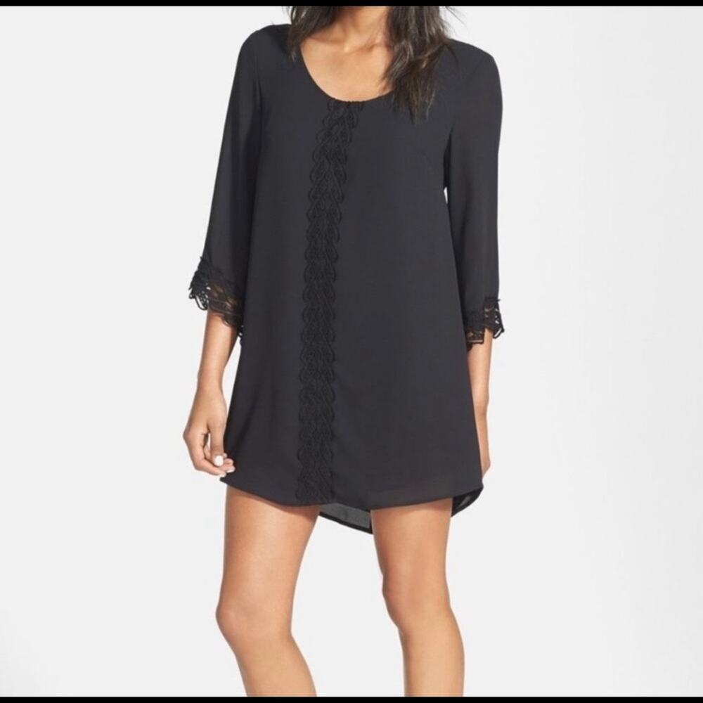 ASTR BLACK LACE TRIM DRESS